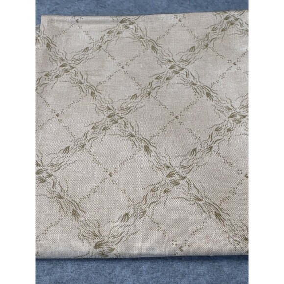 Moda Beige Fabric Fat Quarter Subtle Green Vine Pattern By Kansas Troubles Quilt - Picture 1 of 5